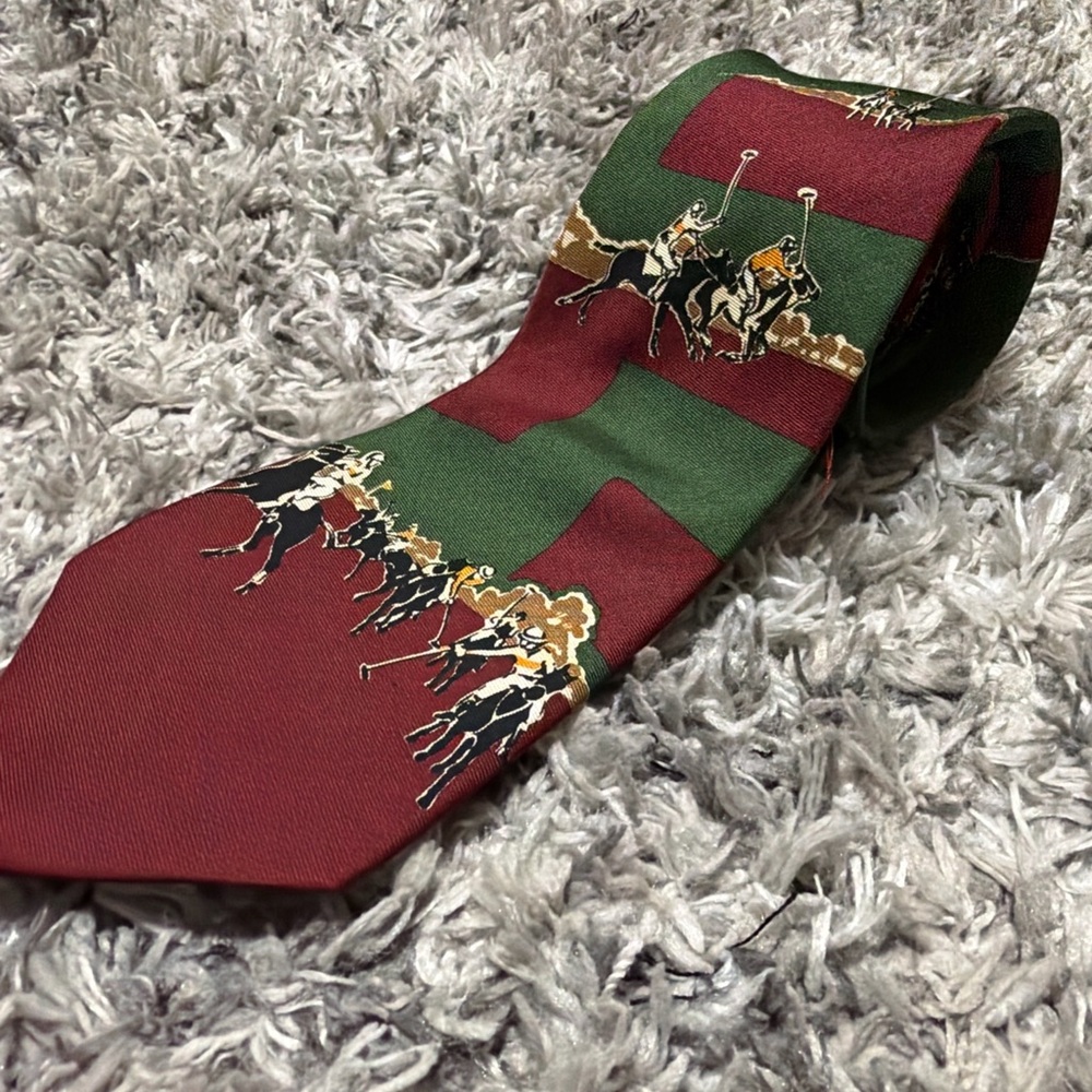 Ralph Lauren Polo Motif Red and Green Tie
